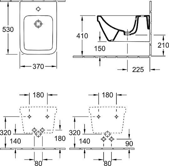 Villeroy & Boch Architectura Биде подвесное, цвет alpin 44850001