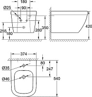 Grohe Euro Ceramic Биде подвесное 54х37,4 см, цвет белый 3920800H