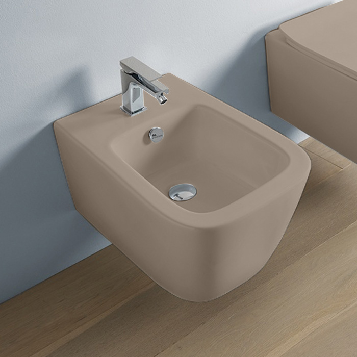 ArtCeram A16 Биде подвесное 36x52 см, 1 отверстие, с переливом, с креплениями, цвет: brown matera ASB001 41 00