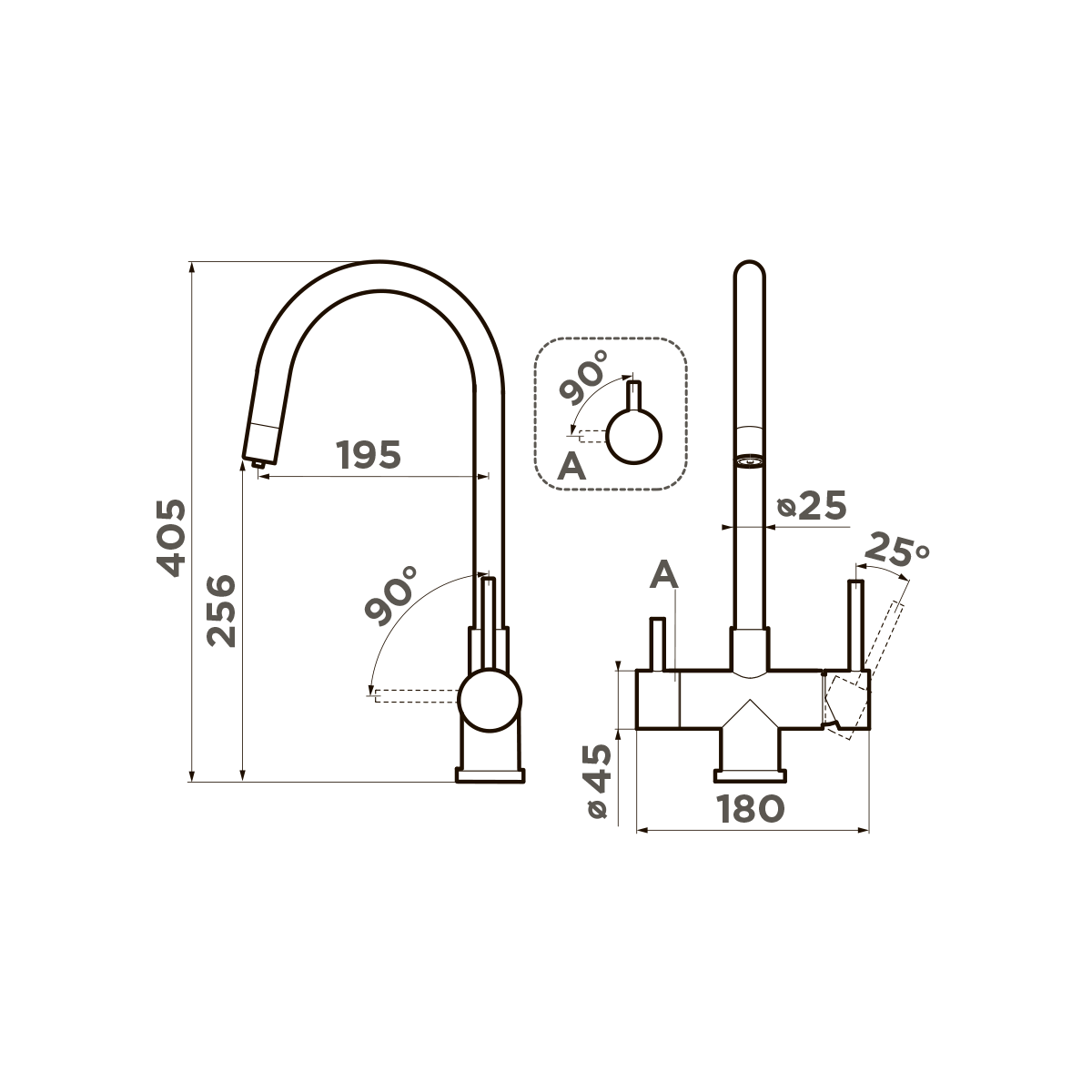 Omoikiri Akita-GB Смеситель для кухни с возможностью подключить фильтр, цвет: графит 4994354