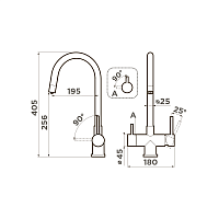 Omoikiri Akita-GB Смеситель для кухни с возможностью подключить фильтр, цвет: графит 4994354