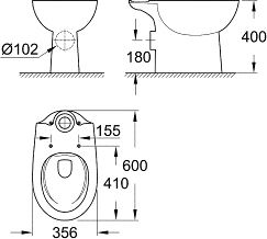 Grohe Bau Ceramic Чаша для унитаза безободковая 37,4x67 см, цвет: хром 39349000