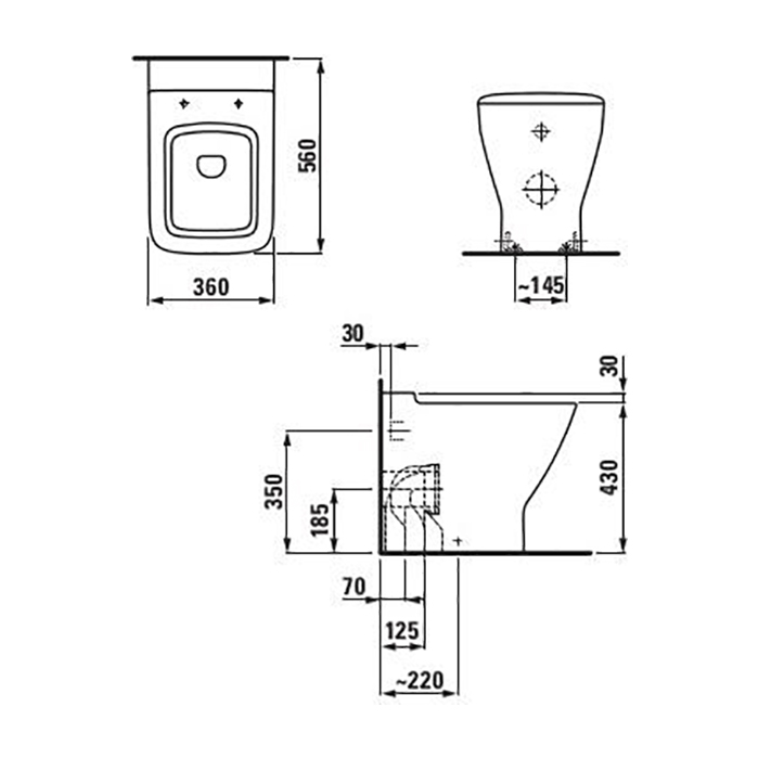 Унитаз приставной Laufen Palace 8.2370.1.000.000.1