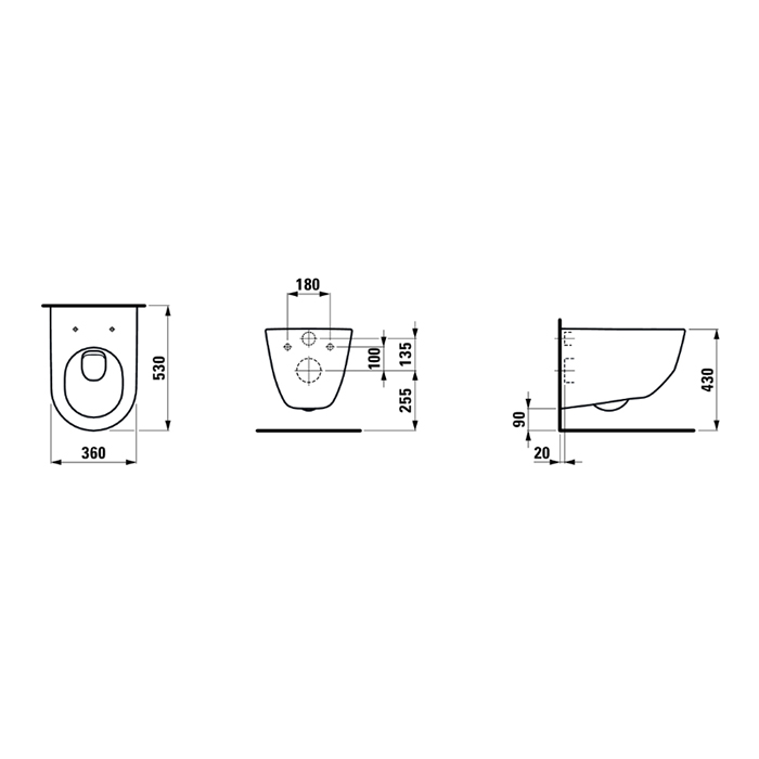 Laufen Pro Унитаз подвесной 36x53 см, без сиденья-крышки, цвет: белый 8.2095.6.000.000.1