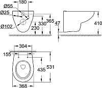 Grohe Bau Ceramic Унитаз подвесной 30,4x53,1 см, слив каскадный, цвет: хром 39427000