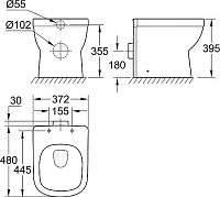 Grohe Euro Ceramic Унитаз приставной 37,2x48 см, слив торнадо, цвет: хром 39329000