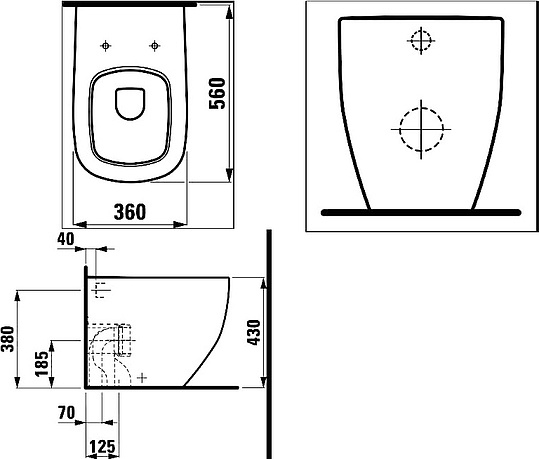 Унитаз приставной Laufen Palomba 8.2380.6.000.000.1