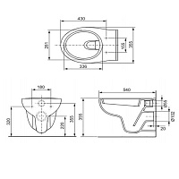 Tece V04 Унитаз подвесной, безободковый 35,5х54 см, цвет: белый глянцевый 9700004