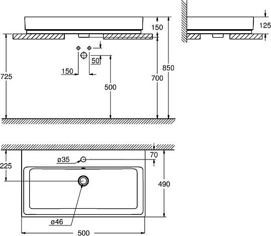 Grohe Cube Ceramic Раковина 50 см, с 1 отверстием, цвет: белый глянцевый 3947800H