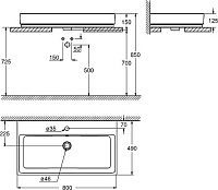 Grohe Cube Ceramic Раковина накладная 80 см, на 1 отв., цвет: белый глянцевый 3947600H