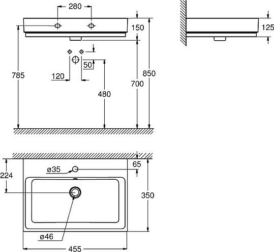 Grohe Cube Ceramic Рукомойник, с переливом, цвет: белый, 3948300H