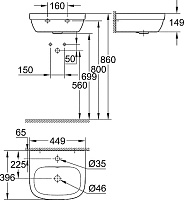 Grohe Euro Ceramic Рукомойник, с переливом, цвет: белый 39324000