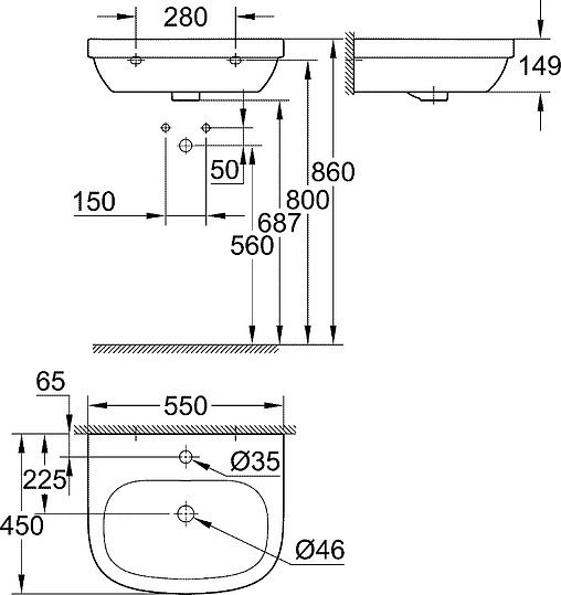 Grohe Euro Ceramic Раковина, с переливом, цвет: белый 3933600H