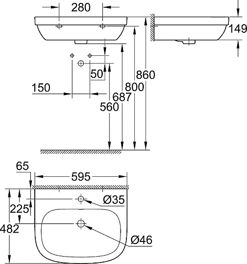 Grohe Euro Ceramic Раковина, с переливом, цвет: белый 39335000