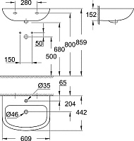 Grohe Bau Ceramic Раковина, с переливом, цвет: белый глянцевый 39421000