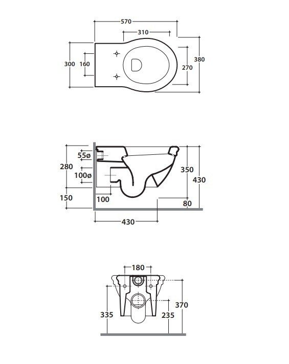 Globo Paestum Унитаз подвесной без крышки, с креплением, 38x57 см, цвет: белый глянцевый PAS03BI