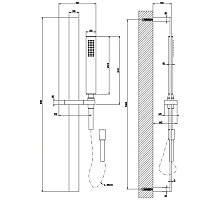 Gessi Rettangolo Душевой гарнитур: ручной душ, штанга 61,5 см, шланг 150 см, цвет: chrome 20145#031