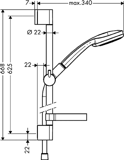 Hansgrohe Croma Душевой гарнитур:лейка 3 режима Multi,мыльница,штанга 67 см,шланг 160 см, цвет: хром 27775000