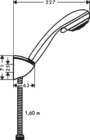 Hansgrohe Crometta Душевой гарнитур: лейка 2 режима Vario, держатель, шланг 160 см, цвет: хром 27559000