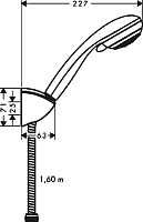 Hansgrohe Crometta Душевой гарнитур: лейка 2 режима Vario, держатель, шланг 160 см, цвет: хром 27559000