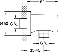 Grohe Rainshower Шланговое подключение 5х6,4хh5 см, цвет: хром глянцевый 27076000