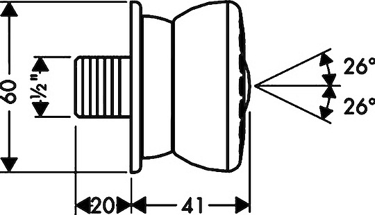 Hansgrohe Bodyvette Душевая форсунка бокового душа 6 см, 1 вид струи, цвет: хром 28466000