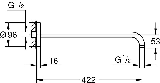 Grohe Rainshower Кронштейн настенный 42,2 см, для верхнего душа, цвет: хром 26146000