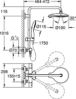 Grohe Euphoria Power&Soul System 190 Душевая стойка: термостат. смес., штанга, руч. душ, цвет: хром 26186000