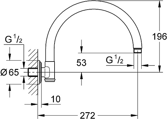 Grohe Rainshower Rustic Кронштейн для верхнего душа настенный 19,6 см, цвет: хром 28384000