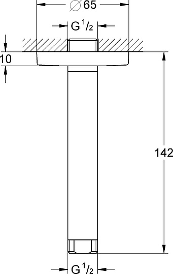 Grohe Rainshower Кронштейн для верхнего душа потолочный 14,2 см, цвет: хром 27485000