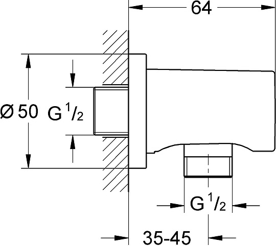 Grohe Rainshower Шланговое подключение 5х6,4хh5 см, цвет: белый глянцевый 27076LS0