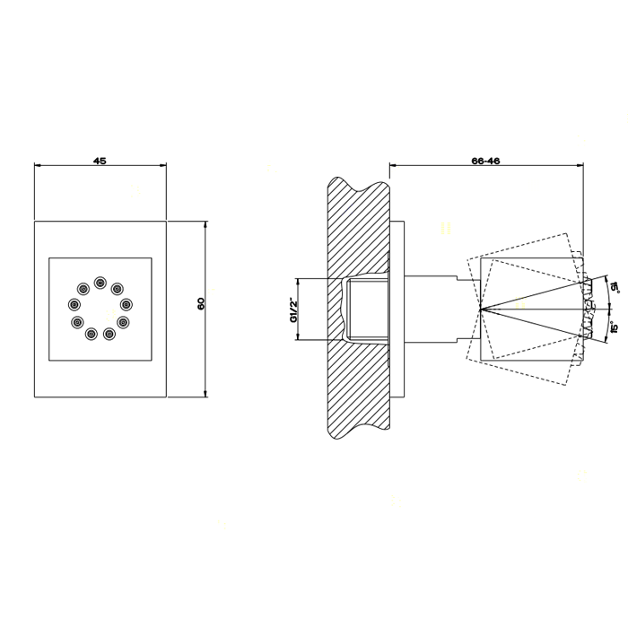 Gessi Rettangolo Душевая форсунка поворотная, цвет: chrome 20172#031