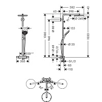 Hansgrohe Raindance Select S Душевая стойка: термостат, верхний душ 24 см, цвет: матовый черный 27633670