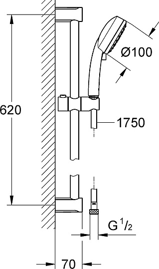 Grohe Tempesta Cosmopolitan Душевой гарнитур 15х20хh64 см, цвет: хром 2757820E
