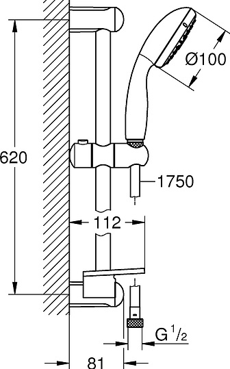 Grohe Tempesta New Душевой гарнитур 20х18хh64 см, цвет: хром 27927001