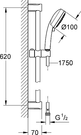 Grohe Tempesta Cosmopolitan Душевой гарнитур 20х18хh64 см, цвет: хром 27580002