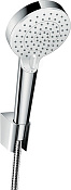 Hansgrohe Crometta Душевой гарнитур:лейка 2 режима Vario EcoSmart,держатель,шланг 125 см, белый/хром 26693400