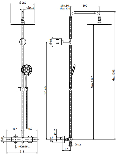 Fima Carlo Frattini Wellness Душевая стойка с верхним душем, цвет: хром F3165/RP251CR