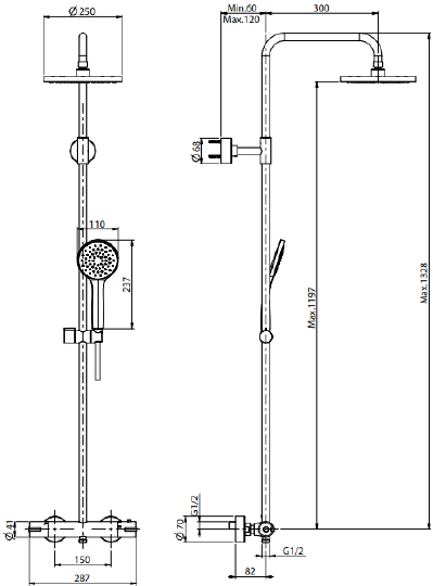 Fima Carlo Frattini Wellness Душевая стойка с верхним душем, цвет: хром F4905/RP251CR