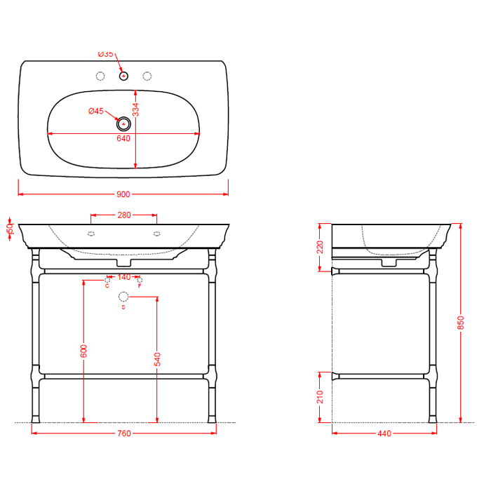 ArtCeram Civitas Консоль напольная металлическая для раковины 70x40x75h см, цвет: gold CIA008 73
