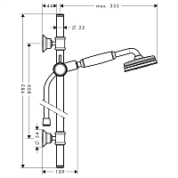 Axor Montreux Душевой гарнитур: лейка 1 вид струи, штанга 98 см, шланг, цвет: полированное золото 27982990