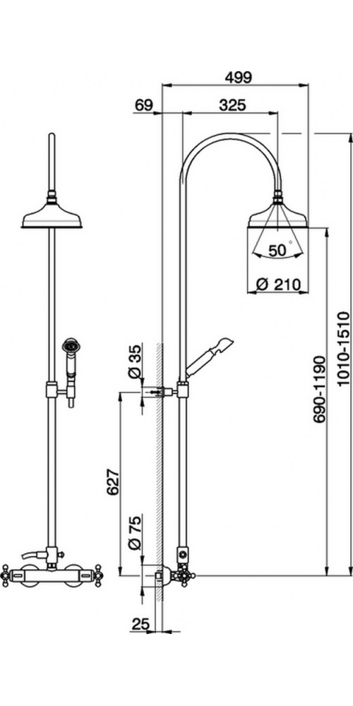 Cisal Arcana Ceramic Душевая стойка: термостатический смеситель, цвет: chrome AC00408021