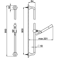 Cisal Cherie Душевой гарнитур: душевая лейка, шланг 150 см, штанга 90 см, цвет: 24k gold CE00311124