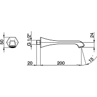Cisal Cherie Излив настенный для ванны 20 см, цвет: 24k gold CE00024024