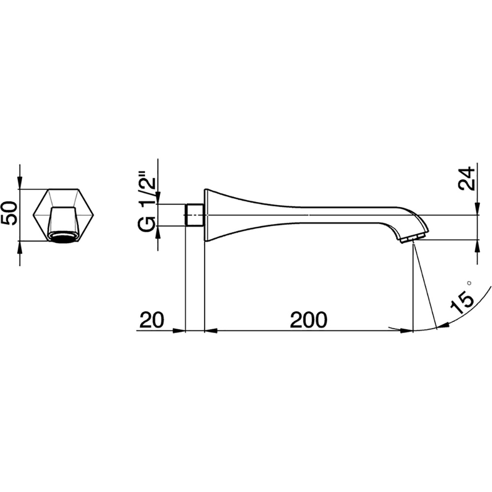 Cisal Cherie Излив настенный для ванны 20 см, цвет: chrome CE00024021