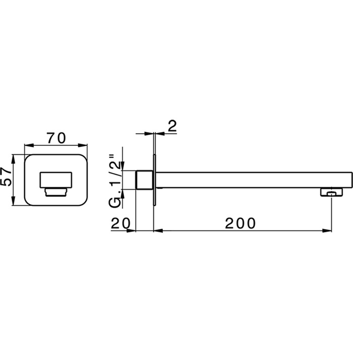 Cisal Cubic Излив настенный для ванны 20 см, цвет: chrome CU00024021