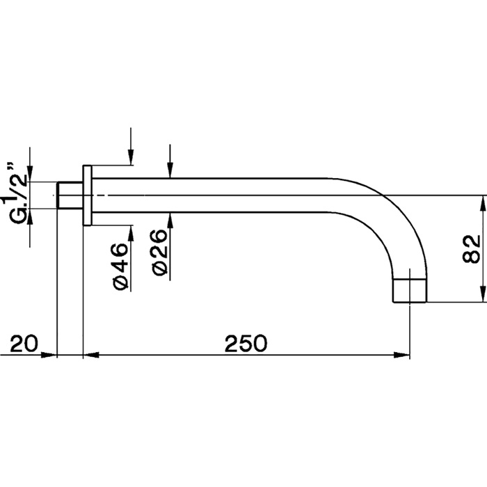 Cisal Излив настенный для ванны 25 см, цвет: chrome ZA00125121