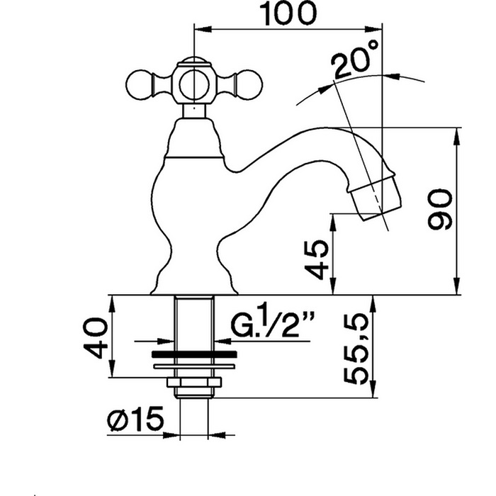 Cisal Arcana Ceramic Кран для воды, длина излива 10 см, цвет: 24k gold AC00090024