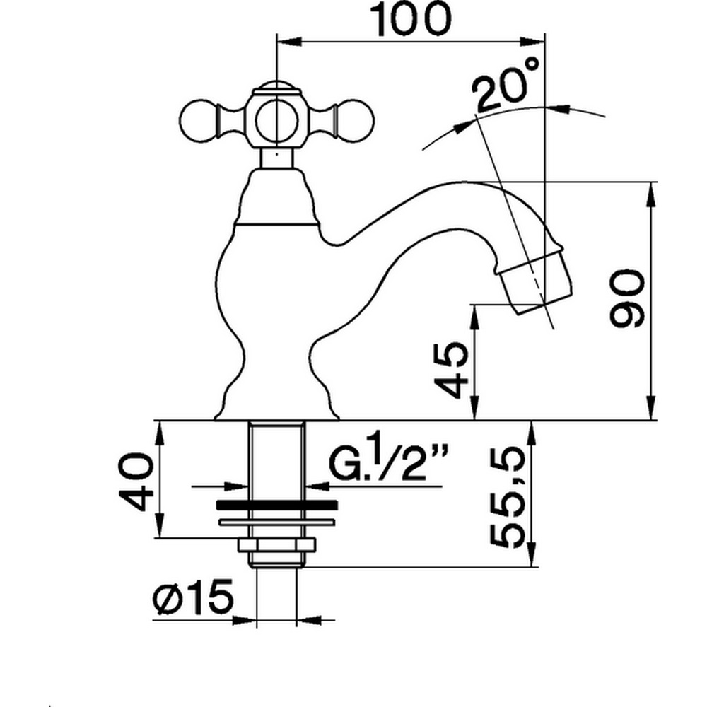 Cisal Arcana Ceramic Кран для воды, длина излива 10 см, цвет: chrome AC00090021