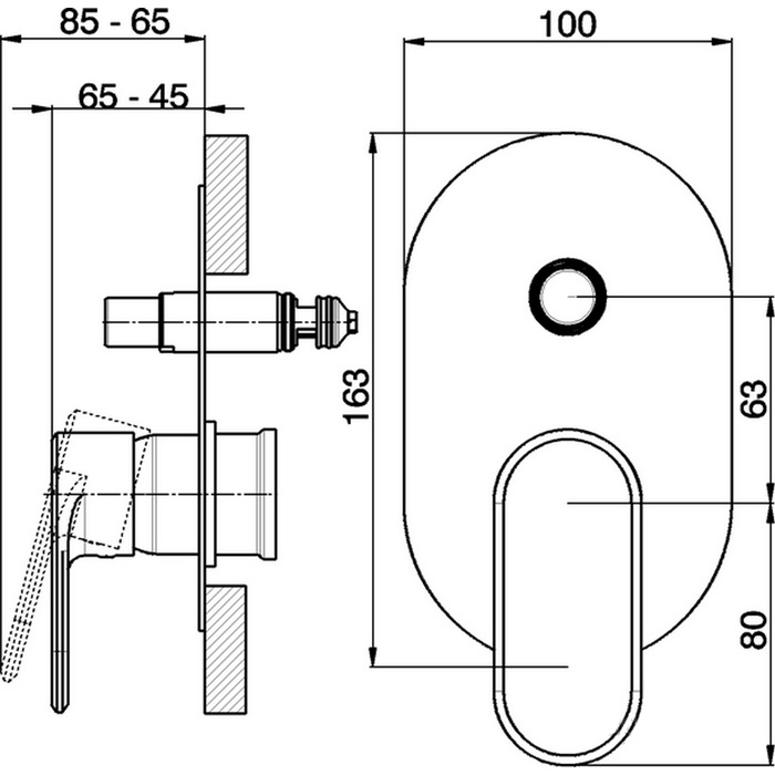 Cisal LineaViva Смеситель для душа встраиваемый на 2 потребителя, цвет: chrome LV00210021